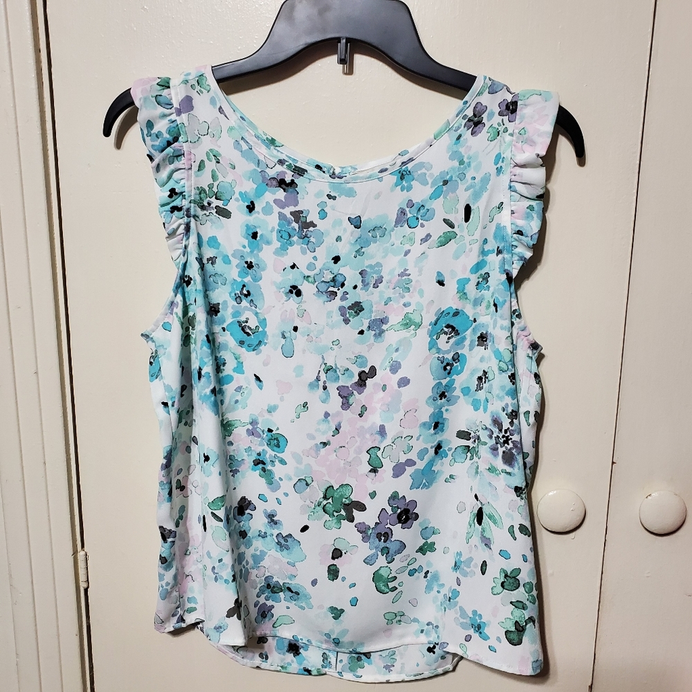 Floral Ruffled Tank Top